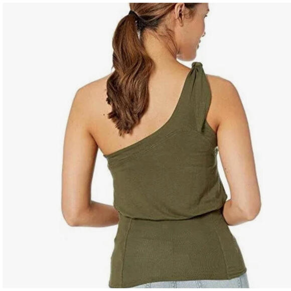 Free People Shindig Olive Green One Shoulder Tie Tank Top- Size Large - Picture 4 of 9